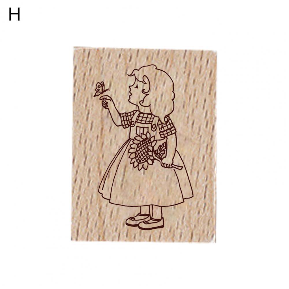Stamp Seal Mold Three-dimensional Carving Portable Safe Handbook Diary Wooden Stamp Stamp Seal for Handicraft: H