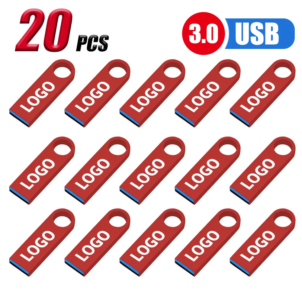 10/ 20/50 Pcs/lot Free Logo metal USB 3. 0Flash Drive 64GB 32GB memory Flash USB Stick 16GB 8GB pen drive PenDrive U Disk: Beige / 16GB