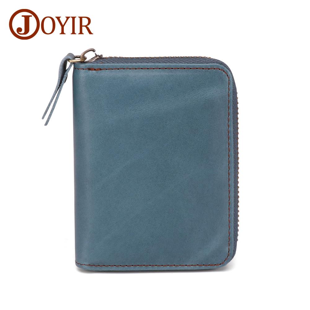 JOYIR Tarjeta de cuero genuino Rfid billetera de negocios de cuero de vaca Unisex tarjeta de crédito cartera hombres mujeres tarjeta Id titular monedero: Light blue