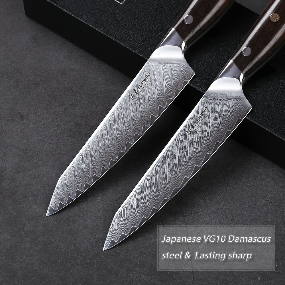 Turwho 5 "Inch Mes 67 Lagen Japanse Damascus Staal Keukenmes Paring Messen Met Rood Sandelhout Handvat