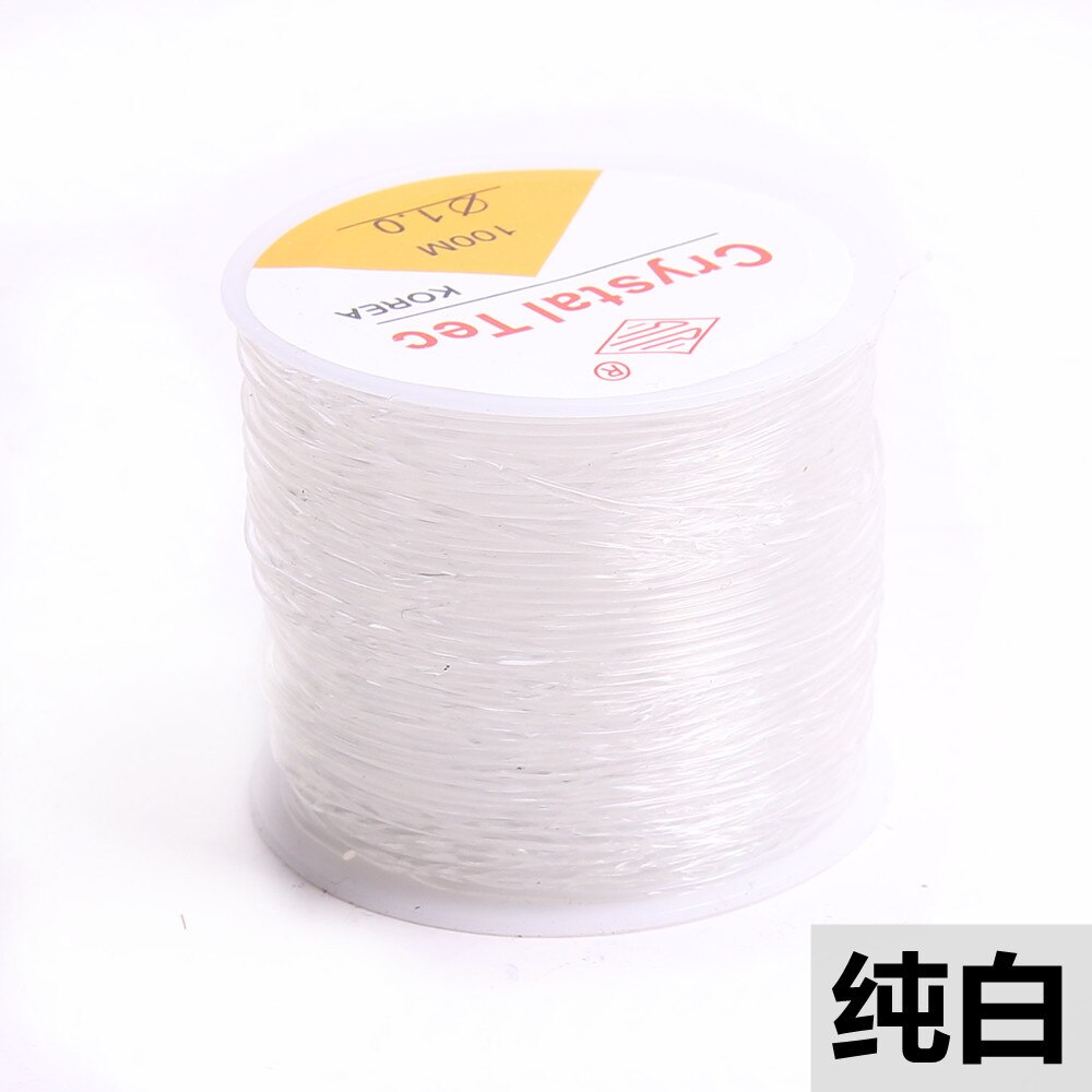 1 Roll 0.5 0.6 0.8 1MM Transparent Round Elastic Cord White Brown Crystal Stretchable Beading String for DIY Jewrly Findings: white / 1.5mm 13 yard