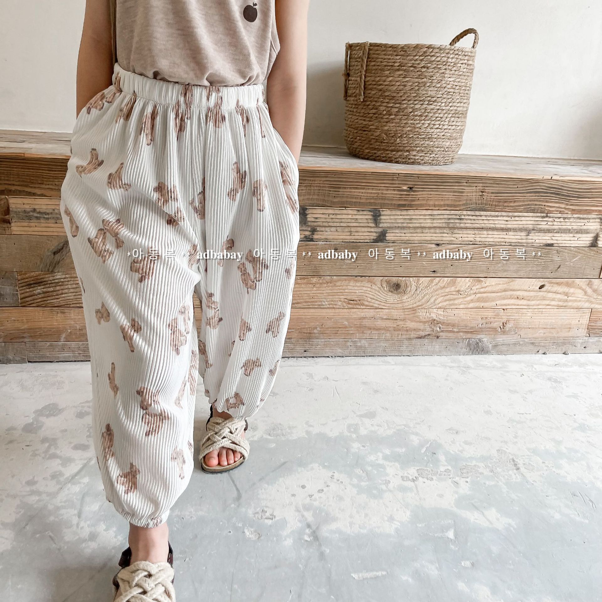 2022 Summer Children Trousers Cute Bear Print Girls Mosquito Pants Thin Cotton Kids Harem Pants Baby Pants Boys Casual Pants