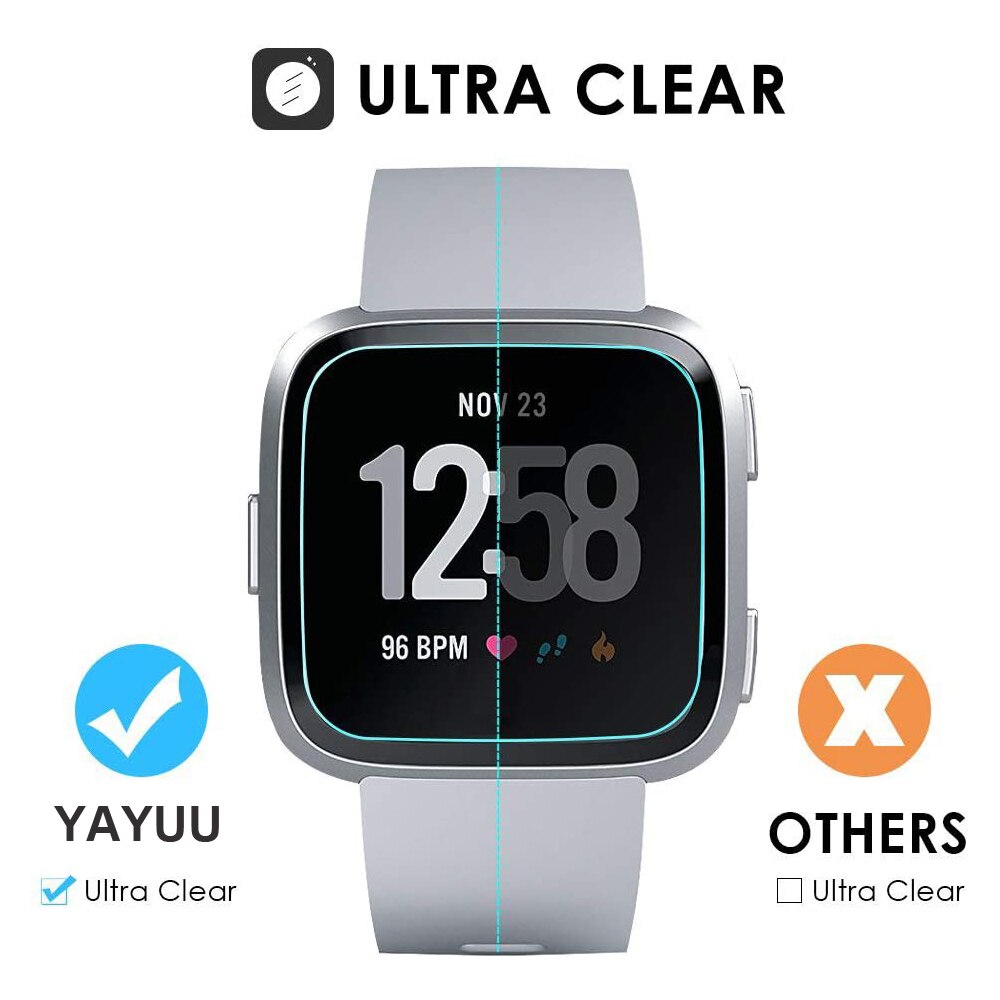 YAYUU 3-Pack Bildschirm Schutz Für Fitbit Versa / Versa Lite Auflage Wasserdichte Gehärtetem Glas Smartwatch Zubehör