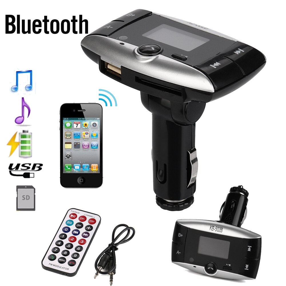 Bluetooth  mp3 -soittimen handsfree-autosarja fm-lähetin modulaattori sd mmc usb-kaukosäädin 19*14cm