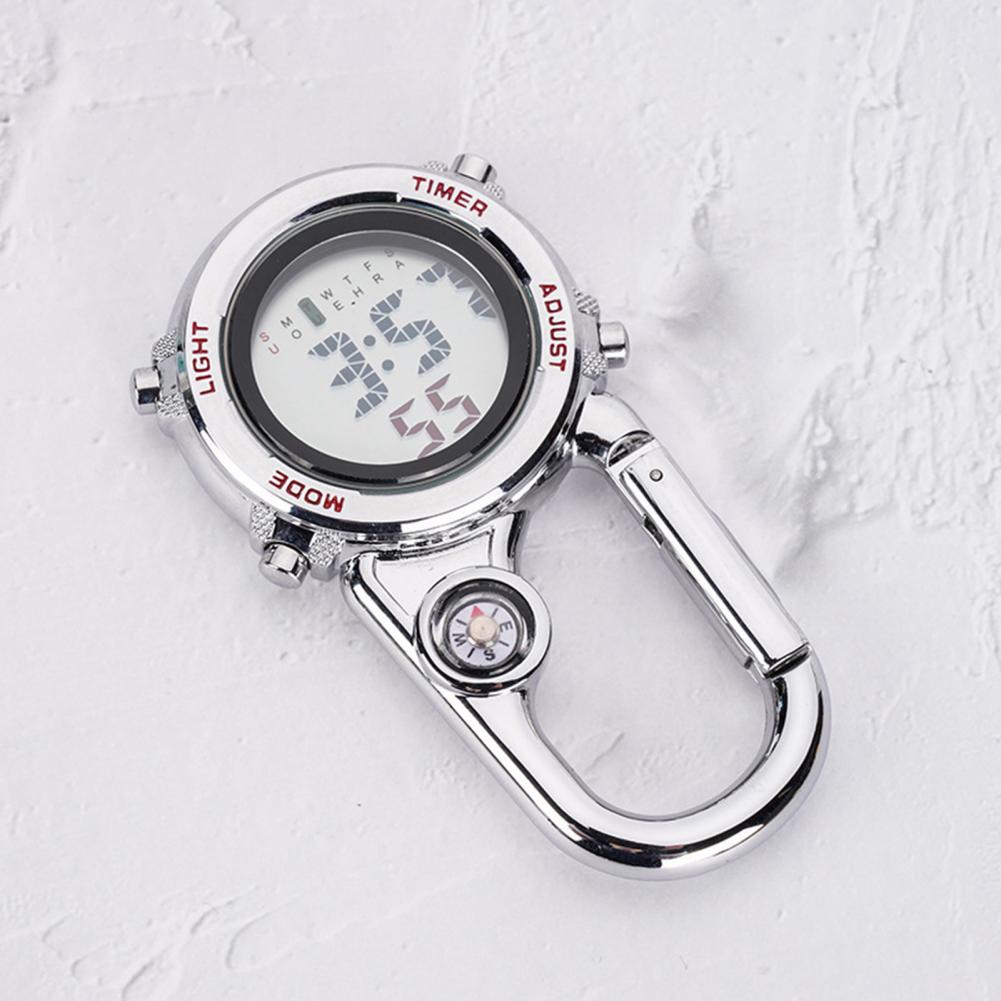 Digital Carabiner Watch Anti-oxidation Shock Resistance Anti-scratch Backpack Belt Pocket Clip on Watch for Outdoor
