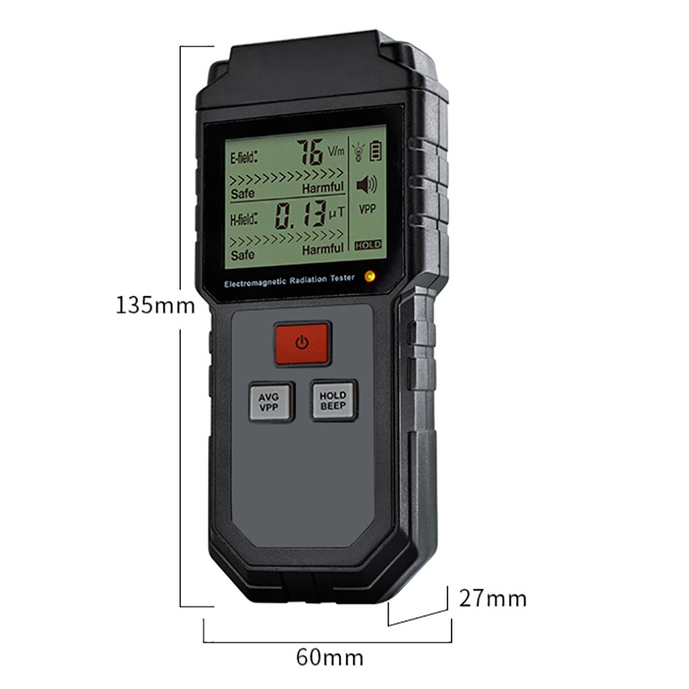 Elektromagnetisk strålning testare digital lcd elektrisk magnetfält emf meter dosimeter detektor enhet för datortelefon