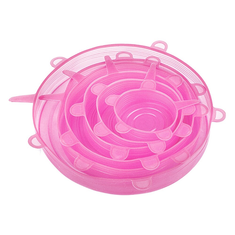 Food Silicone Cover Cap Universal Silicone Lids For Cookware Bowl Reusable Stretch Lids Food Wrap Bowl Kitchen Stoppers: Pink