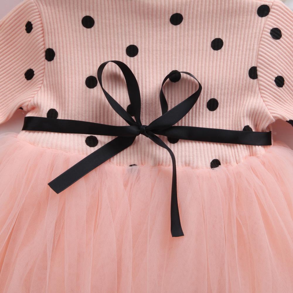 Girls Autumn Winter Long Sleeve Dress Polka Dot Dress Princess Baby Dress Toddler Cute Dress for Kids Tutu Long Sleeve Dress