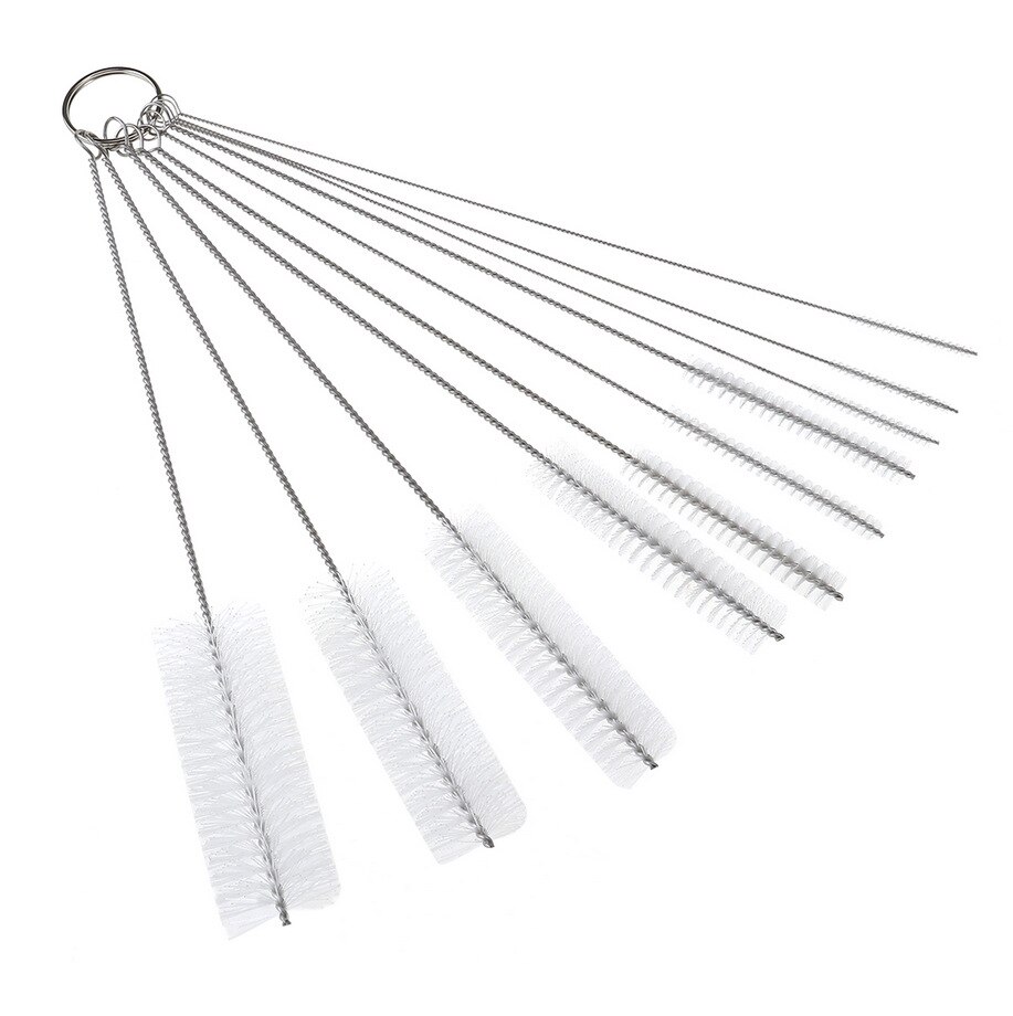 Brosse de nettoyage en acier inoxydable pour biberons, ensemble de 10 pièces, brosse de nettoyage multifonctionnelle pour biberons J0600