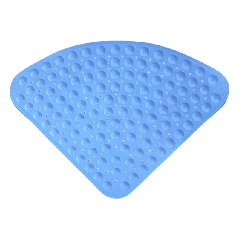 Alfombrilla de ducha de esquina antideslizante en forma de abanico, alfombrilla de baño de Sector de plástico, alfombrilla de suelo de baño, reposapiés con ventosa, agujeros de drenaje: Light blue
