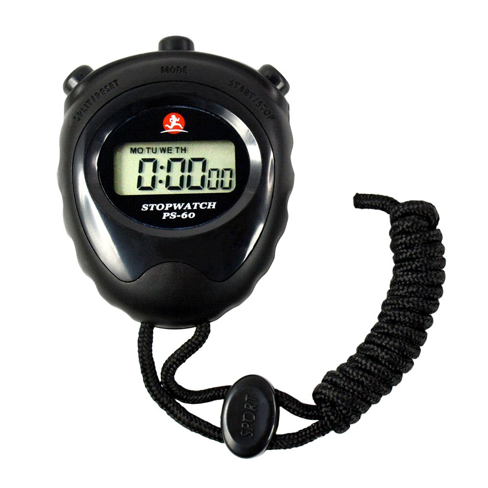Men Digital Stopwatch Sports Running Waterproof LCD Outdoor Sports Wrist Horloge Chronograph Timer Counter Alarm Watches: Black