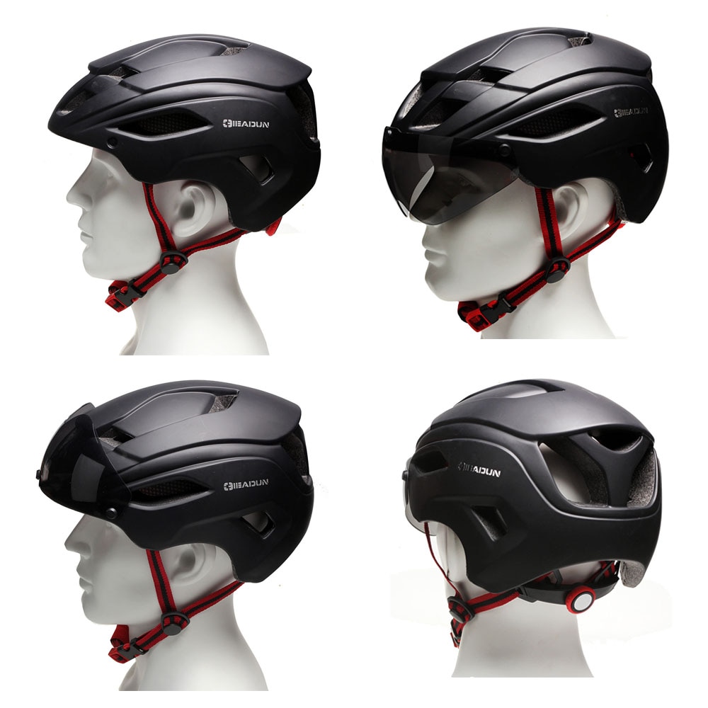 Bicycle Helmets Matte Black Men Women Bike Helmet Mountain Road Bike Integrally Molded Cycling Helmets Lenses
