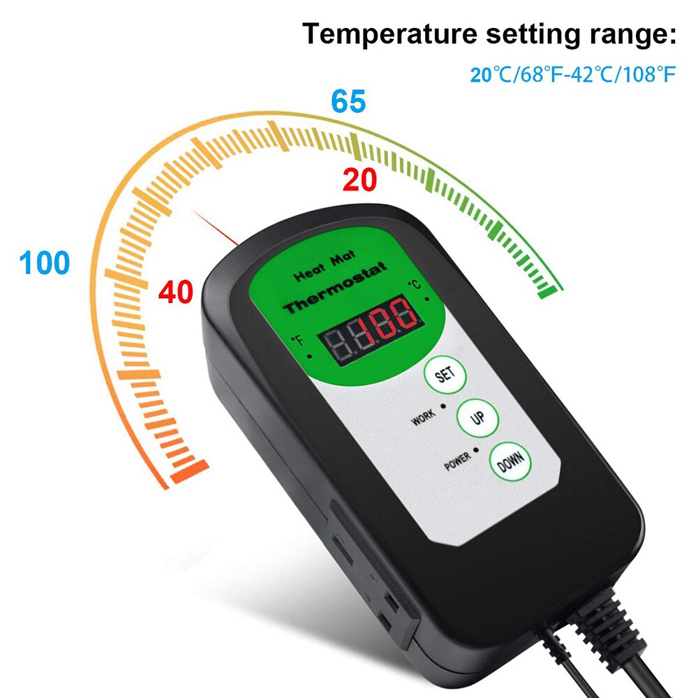 Digitale Screen Thermostaat Controller Met Een Temperatuur Naald 20-42 Celsius Voor Zaadkieming Reptielen Brouwen De Warmte Mat