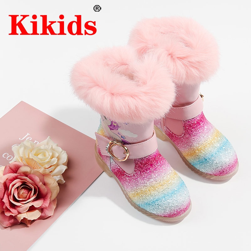 Kikids Prinsen Pluche Warme Baby Peuter Laarzen Mode Kind Snowboots Schoenen Voor Jongens Meisjes Winter Schoenen Kid enkellaarsjes