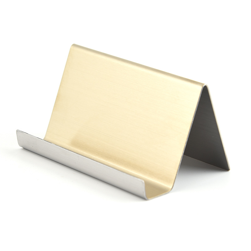 Metall Visitenkarte Namensschild Anzeige Gestell Anzeige Stand Schreibtisch Tisch Organizer praktisch Halfter Konferenzraum Zubehör: Gold