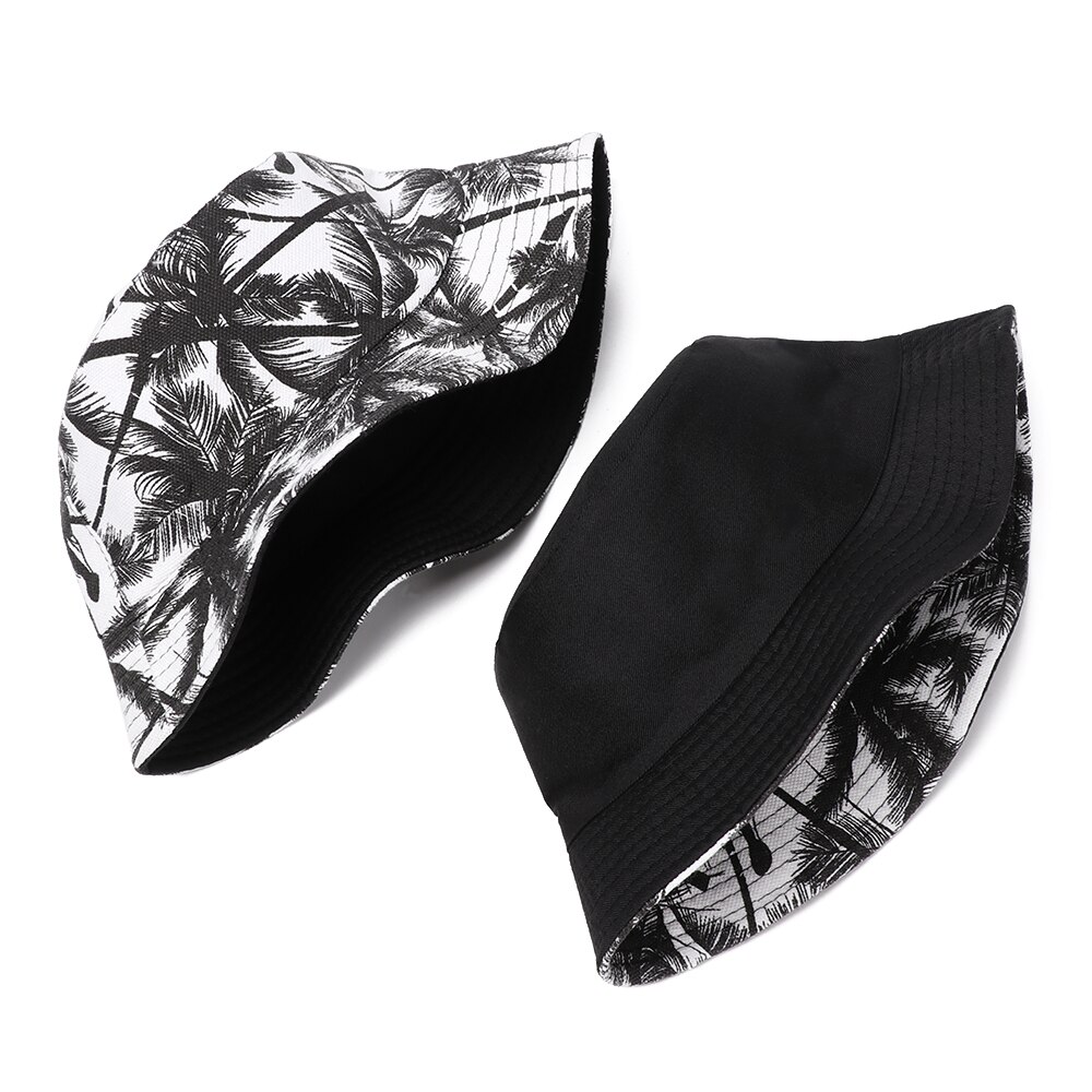 Canvas Foldable Double-Sided Fisherman Cap Women Men Outdoor Sunscreen Hat Coconut Bucket Hat