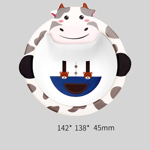 Children Bowl Feeding Dishes Baby Plate Animal Dinnerware Bamboo Fiber Children Plate Cartoon Dishesd Kids Tableware: Simple tableware set
