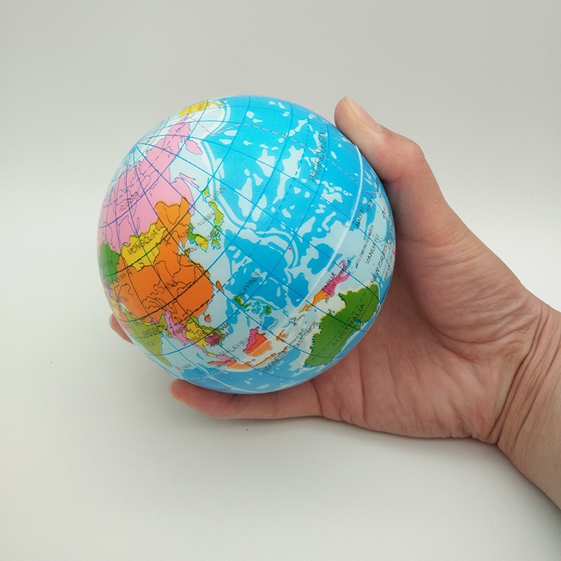 100Mm/63Mm Anti Stress Relief World Map Foam Bal Atlas Globe Palm Bal Planeet Aarde Bal Speelgoed voor Kinderen