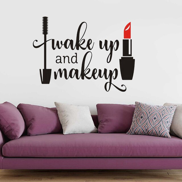 PVC Wall Decor Sticker Decal Lipstick Makeup Girl Face Popular Woman Wallpaper Cosmetic Makeup Pattern: 42x57cm