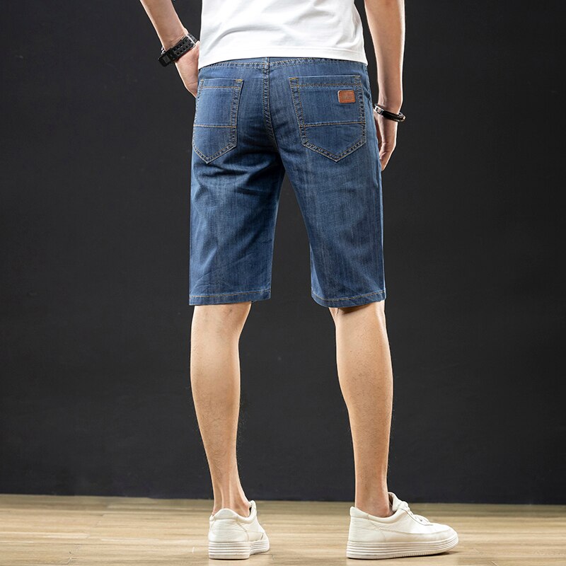Pantalones cortos de mezclilla azul para hombre, Vaqueros cortos de corte Regular, estilo clásico, informal, de negocios, a la , combinan con todo, ropa de