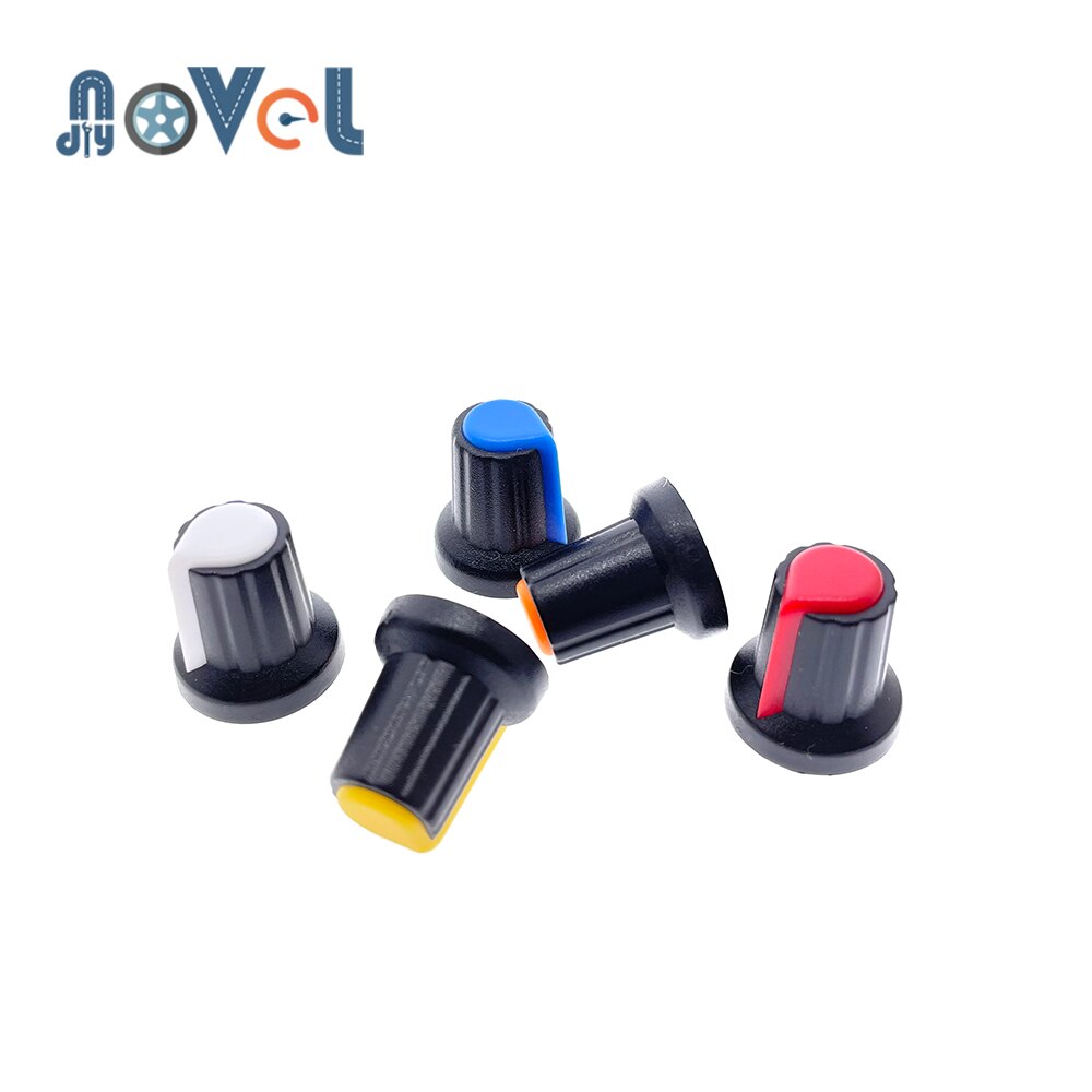 Capuchon de bouton de potentiomètre (noyau en cuivre) 15x17mm 6mm trou d'arbre AG2 jaune Orange bleu blanc rouge 5 valeur x 5 pièces = 25 pièces/lot WH148