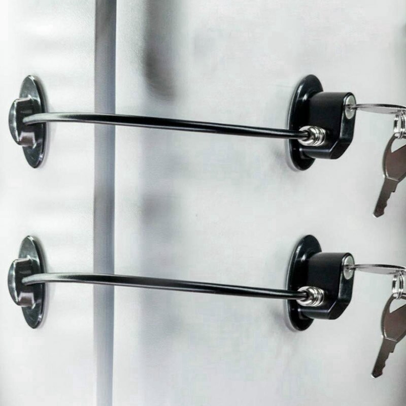 2 Geladen Koelkast Deur Sloten, Koelkast Deurslot, Bestand Lade Kast Lock, Zwarte Riem 4 Toetsen