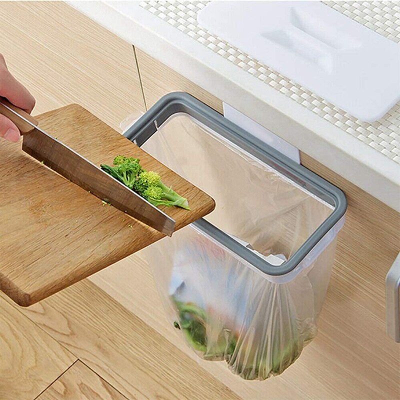 Trash Bag Holder Trash Rack Storage Organizer Trash Basket Hanging Portable Trash Bin For Drawer Cupboard Cabinet Door