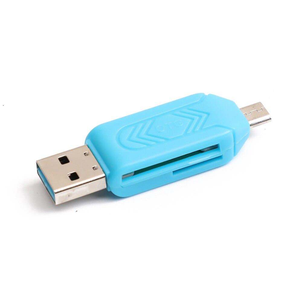 Micro USB 2 IN 1 OTG Kaartlezer Type-C3.0 Ondersteuning TF Card Recorder Telefoon Geheugenkaart Draaibare Kaartlezer Blauw