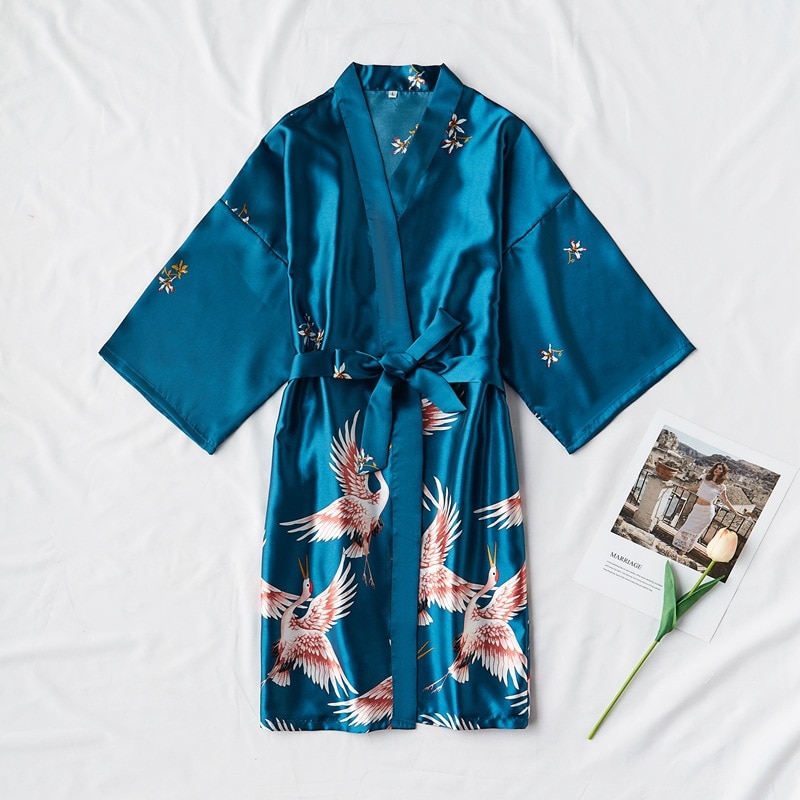 Mode Satijnen Gewaad Vrouwelijke Badjas Sexy peignoir femme Zijden Kimono Bruid kamerjas nachtkleding Nacht Groeien Voor Vrouwen