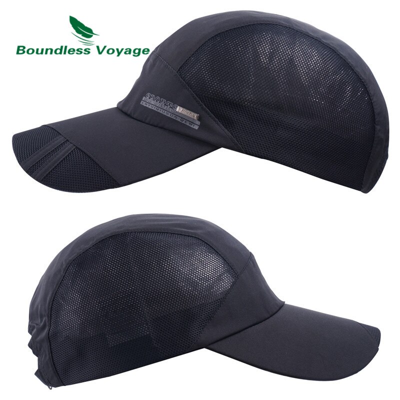 Grenzeloze Voyage Sneldrogende Sport Hoed Lichtgewicht Ademend Zacht Outdoor Run Cap Waterdichte Hoofddeksels BVH06: black