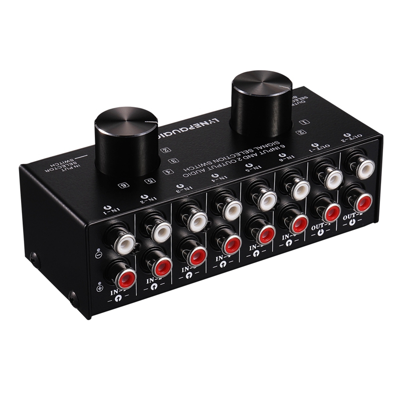 Switcher 6 in 2 Out or 2 in 6 Out Headphone Speaker Switcher Stereo Sound Source Signal Selection Switcher, Interface Adopts RCA