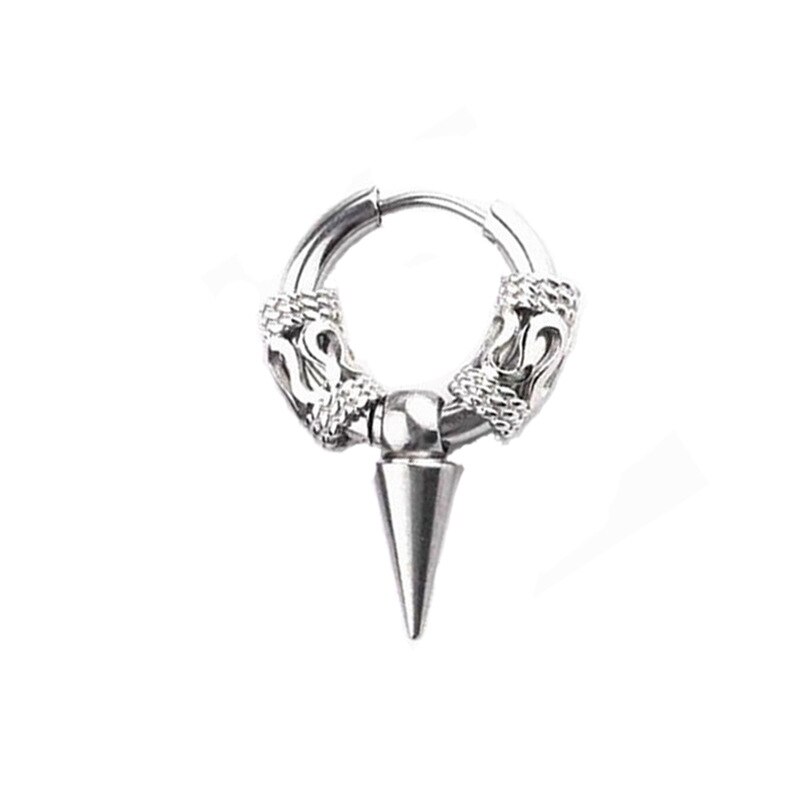 Cool Punk orecchini da uomo Hip-Hop in acciaio inossidabile orecchini pendenti rotondi per orecchini da uomo gioielli in argento placcato per regali: 3