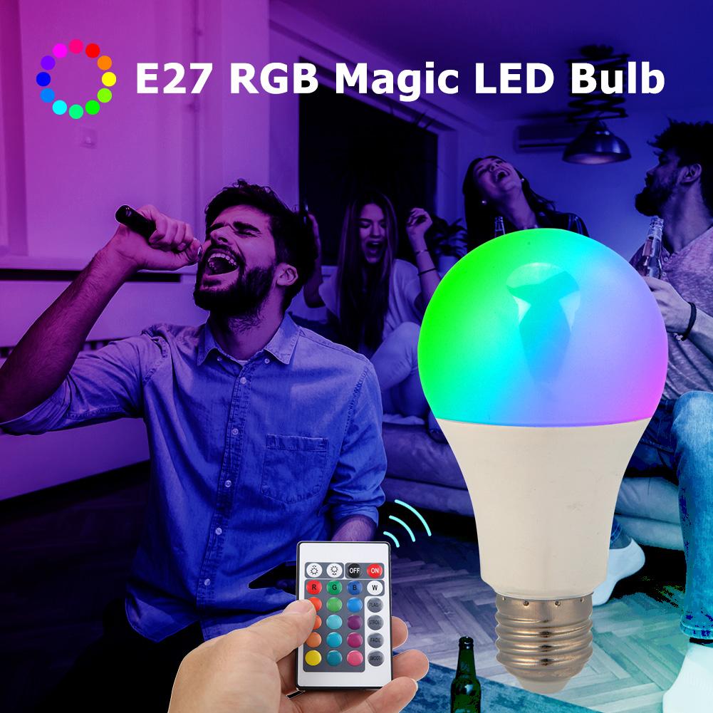 E27 100-240v 5w veranderende rgb magische led-lamp rgb led-lampen afstandsbediening verlichtingslamp slimme kleurrijke lamp 110 x 60mm