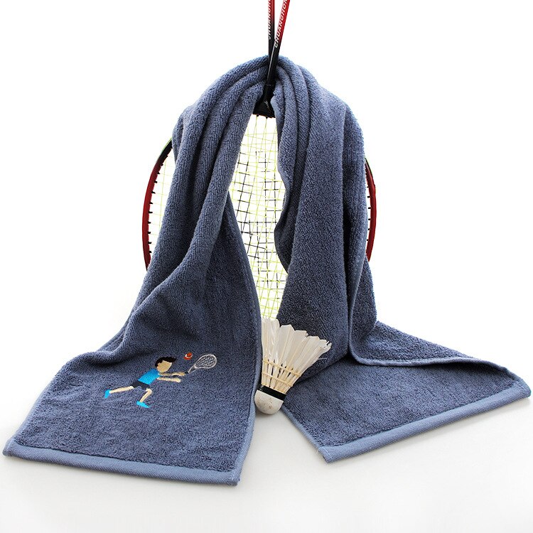 22X110cm Sports towel embroidered cartoon wipe sweat towel absorbent facial towel gym outdoor indoor towel: Dark Grey