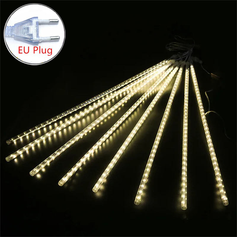 LED Meteorsc hauer Regen lichter EU Plug fallen Regentropfen Lichterkette Licht für Weihnachten Party Terrasse Dekor 30cm/50cm: Blau / 300w