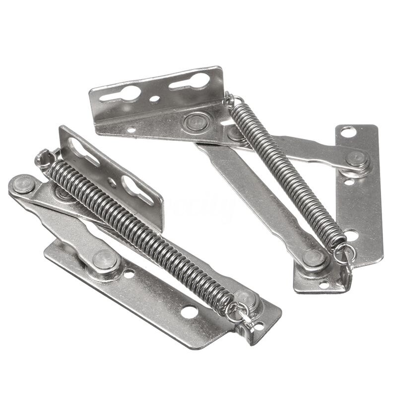 2x 80 degree Sprung Hinges Cabinet Door Lift Up Stay Flap Top Support Cupboard Kitchen: Default Title