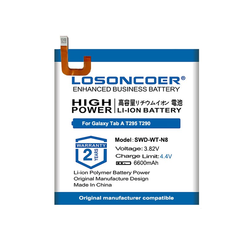 LOSONCOER – batterie pour tablette Samsung Galaxy Tab A T295 T290, 6600mAh, SWD-WT-N8