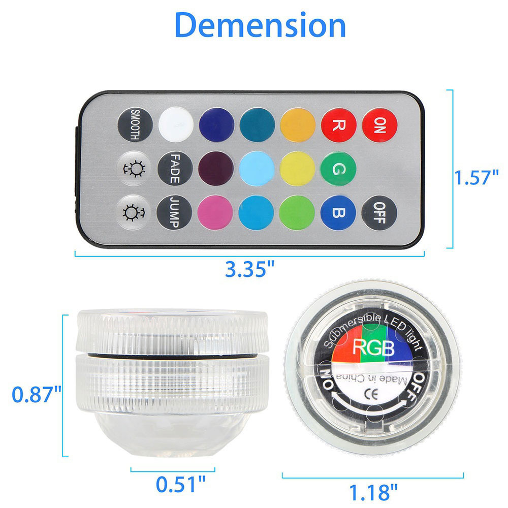Lampe LED Submersible avec télécommande pour Vase, éclairage décoratif de fête, de mariage, de Festival, imperméable, rvb