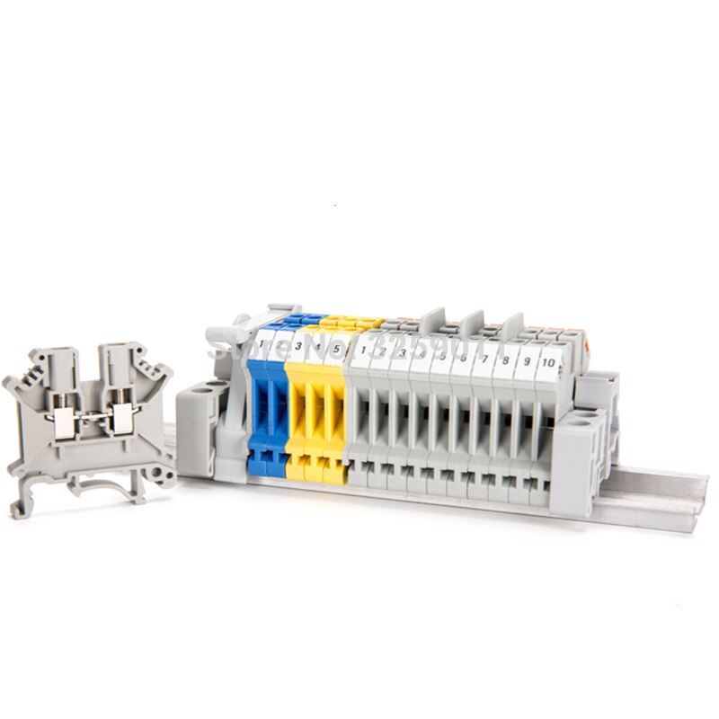 100 STKS Draad Blokaansluiting Puur koperen stukken van soort geleiderail UK3N Feed-Through Klemmenblok Gecombineerd Type