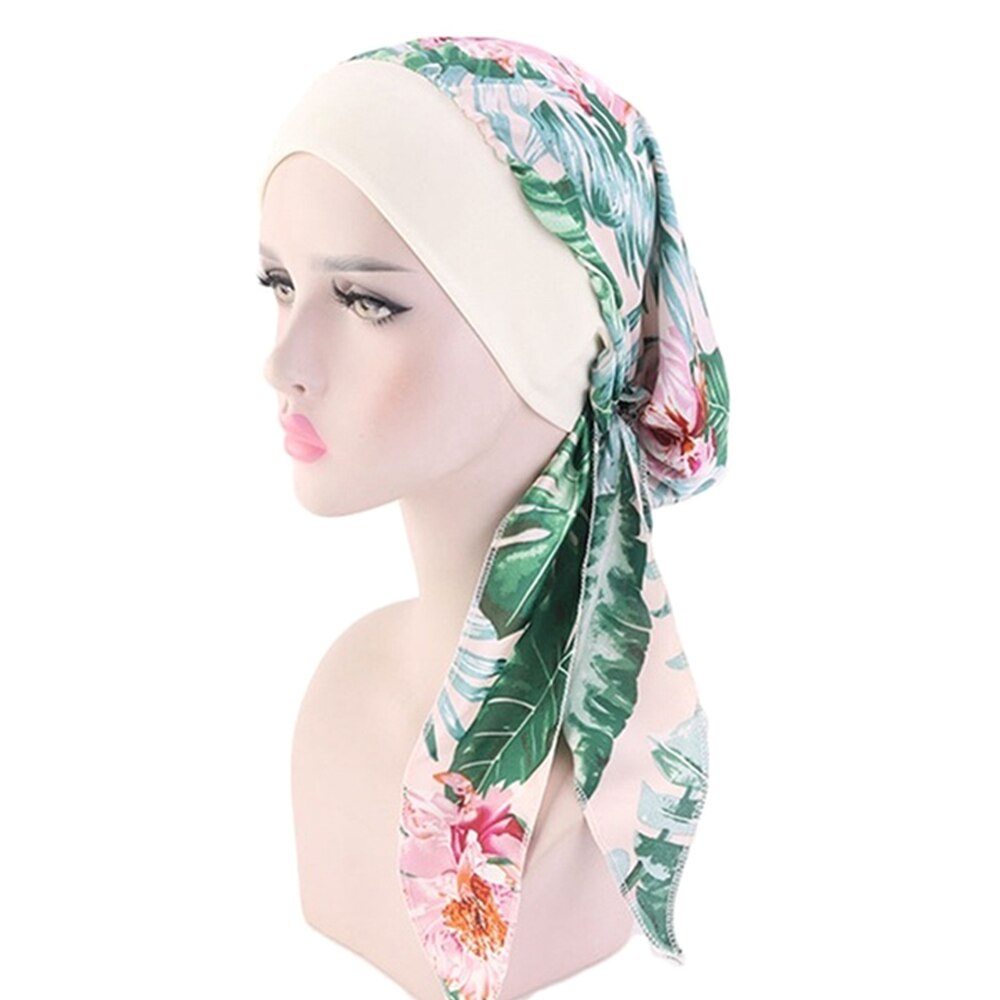 Elastische Verstelbare Hoofddoek Vrouwen Moslim Tulband Hijab Mode Print Pre-Gebonden Hoofddeksels Bandana: 7