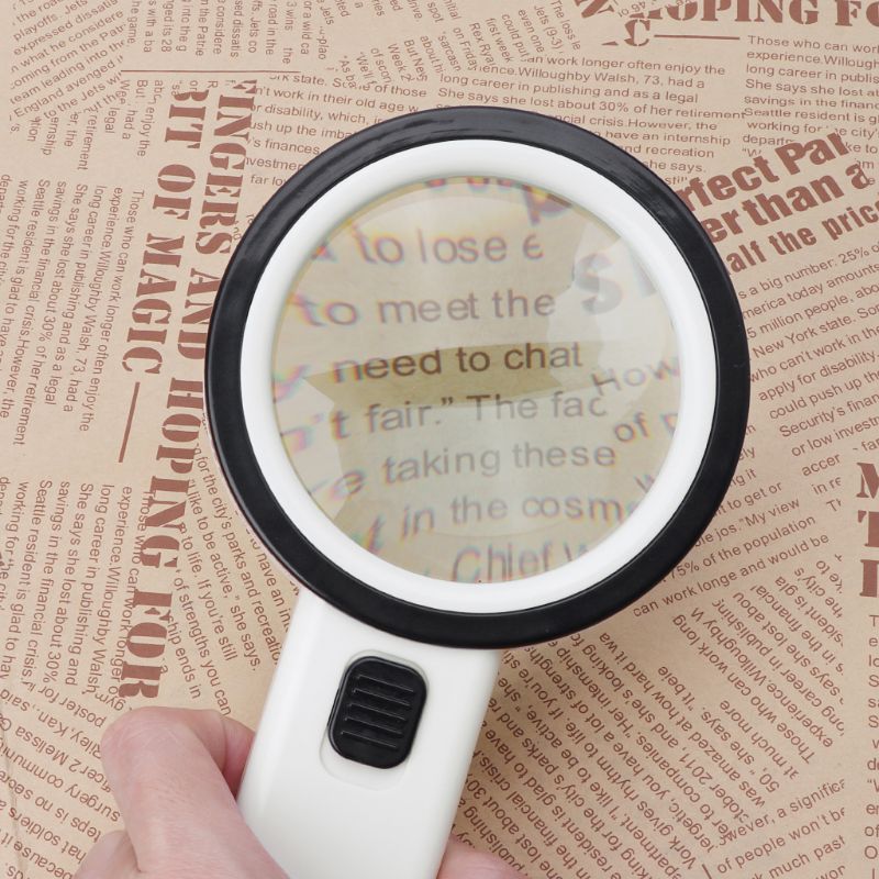 30X LED Magnifying Glass Handheld Lighted Magnifier Double Glass Lens Jewelry Magnifier