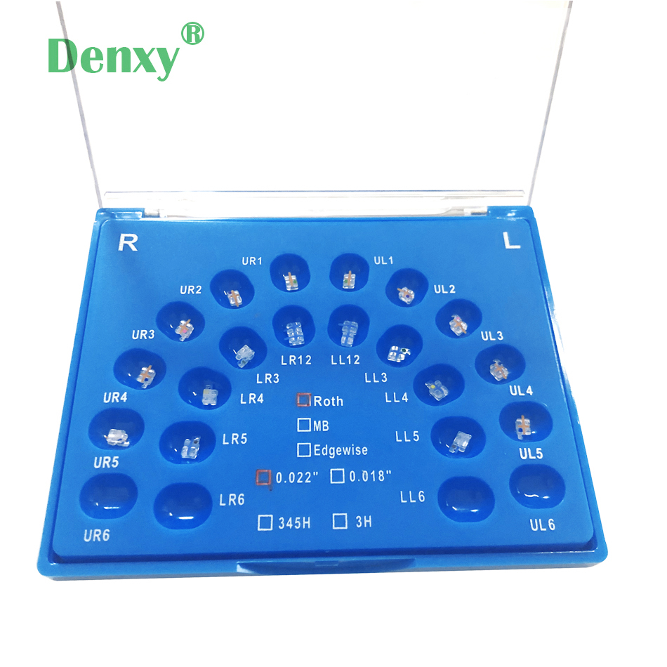 Denxy 1 boks høy dental safir keramisk brakett tannregulering kjeveortopedisk materiale klar monokrystallinsk safir