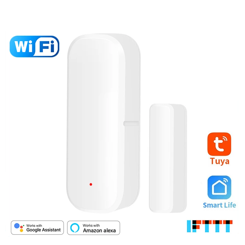 Tuya Zigbee – capteur de porte WiFi, système d'alarme de sécurité domestique intelligent, détecteur d'ouverture et de fermeture de porte fenêtre, application Smart Life pour Alexa Google: WHITE