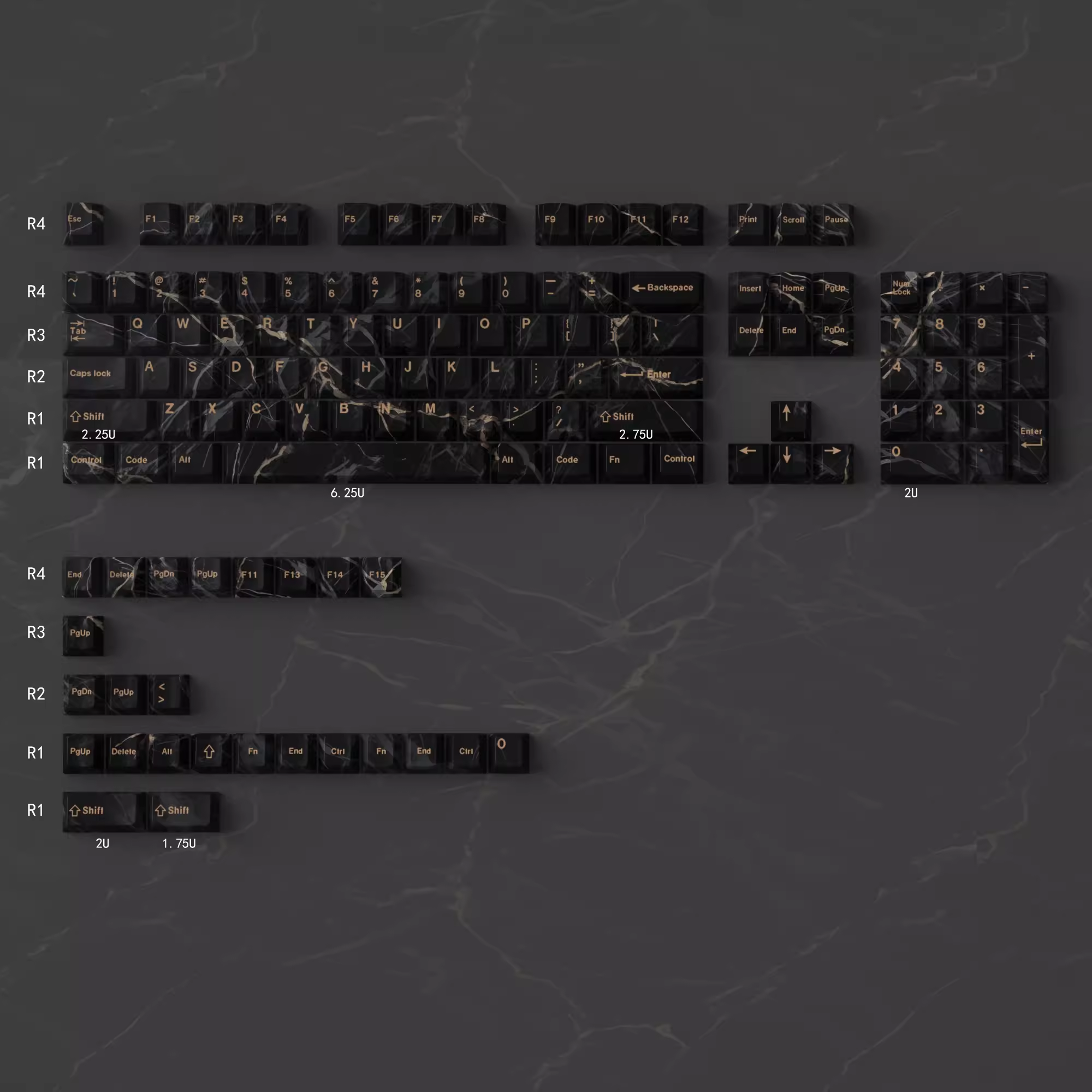 Black Marble Keycap Set 152 Keys PBT 5-Sided Dye Cherry Profile MX Switch Fit 61%-108% Custom Mechanical Keyboard Keycaps: Olive