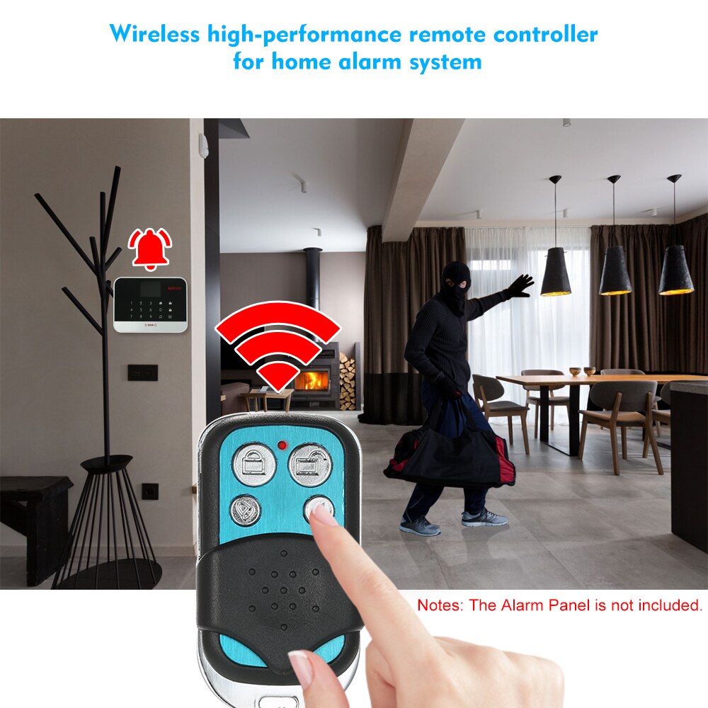 433MHz Wireless Metal Remote Controller with Keychain with Arm/Disarm/Home Arm/SOS 4 Buttons Remote Control Alarm System