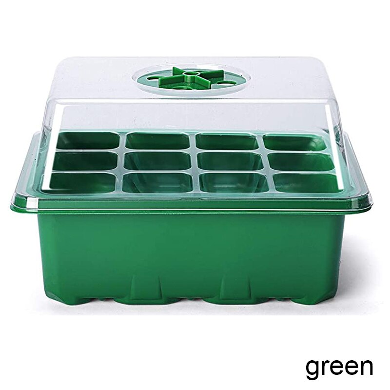 12-Hole Plant Nursery Pot Greenhouse Breeding Box Plant Flower Planter Box Propagation Gardening Planting Start Germination Box: 1PCS Green