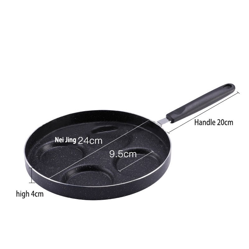 Olla para freír de 4 agujeros, sartén para tortilla engrosada, antiadherente, para huevos, tortitas, carne, Pan, cocinar, huevos, jamón, máquina de desayuno