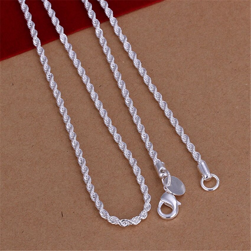 Neue Heiße halskette silber farbe frauen Dame Party kette schmuck 2MM glänzend verdrehte Seil Halskette Tendenzen Schmuck