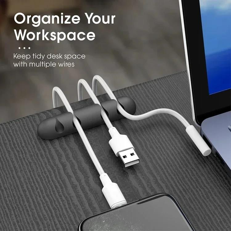 Cable Organizer Silicone USB Cable Winder Desktop Tidy Management Clips Cable Holder For Mouse Keyboard Headphone Wire Organizer