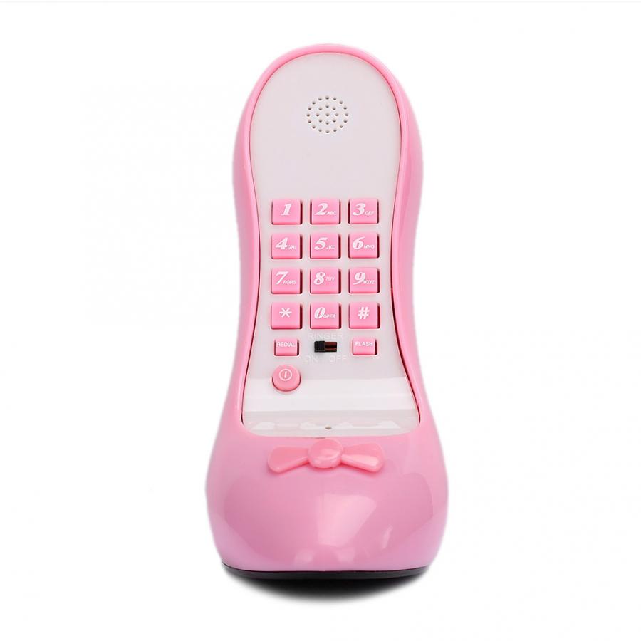 Landline Phone Pink High-Heeled Shoe Desktop Telephone for Home